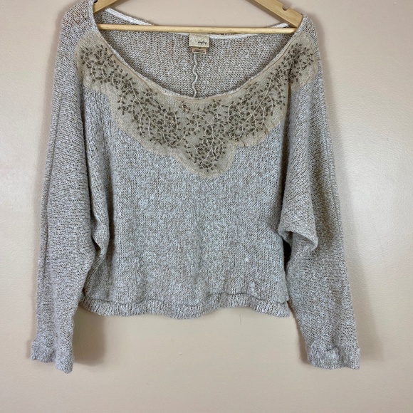 Daytrip Dolman Beaded Crop Sweater sz M - Picture 2 of 8